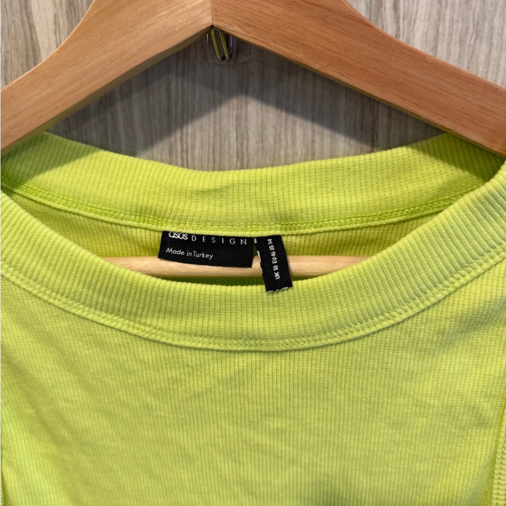 ASOS Neon Lime Ribbed Tank Dress - Picture 3 of 4